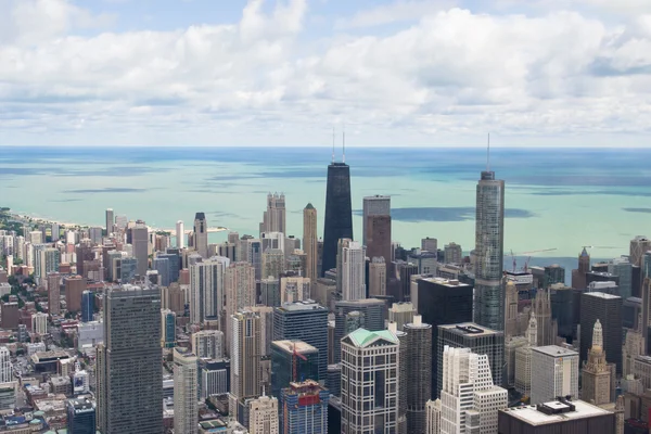 Panorama jeziora michigan z chicago wieża — Zdjęcie stockowe