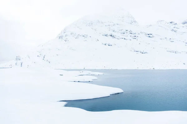 Bernina Nın Kırmızı Treni Boyunca Uzanan Bernina Bakımevinden Manzara Bulutlu — Stok fotoğraf