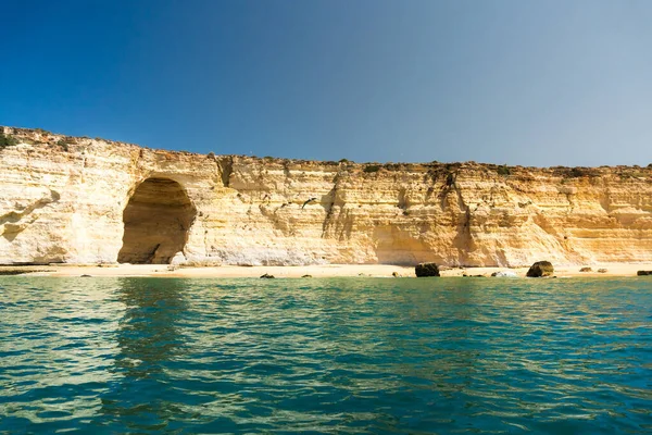 View Boat Beautiful Algarve Coast Southern Portugal Sunny Day — Foto Stock