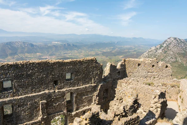 Cucugnan France Août 2016 Promenade Intérieur Château Cathare Queribus Par — Photo