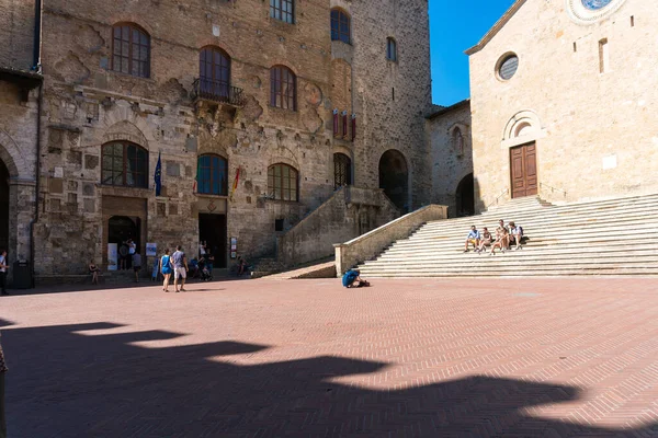 San Gimignano Italy August 2020 Strolling Saint Gimignano Sunny Day — Stock Photo, Image