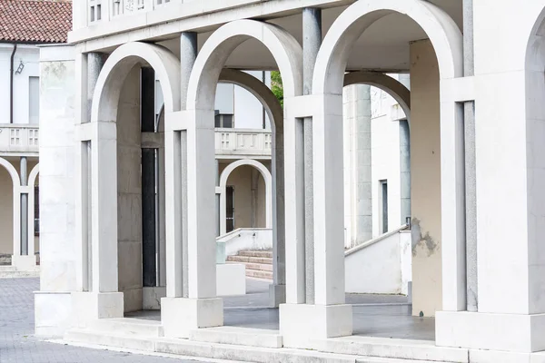 Tresigallo Italy May 2021 Detail Porch Tresigallo Cloudy Day — стоковое фото