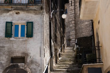Scanno, Italy-august 8, 2021:strolling through the narrow streets of Scanno, one of the many ancient villages of Italy during a summer day