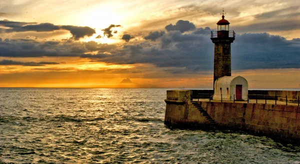 Farol Felgueiras Foz Rio Douro Porto Portugal — Fotografia de Stock