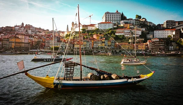 Rabelo Boat Front Ribeira City Oporto North Portugal — Stock Photo, Image