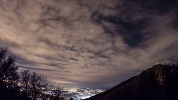 Time lapse clouds and stars — Stock Video
