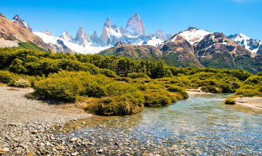 güzel manzara ile mt fitz roy içinde los glaciares Milli Parkı, patagonia, Arjantin, Güney Amerika