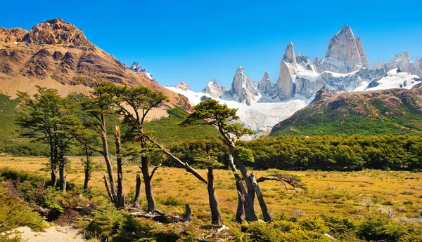 Prachtige landschap met mt fitz roy in los glaciares national park, Patagonië, Argentinië, Zuid-Amerika — Stockfoto