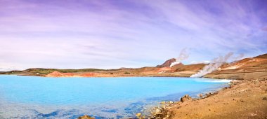 Jeotermal yatay, gök mavi krater Gölü, myvatn, İzlanda
