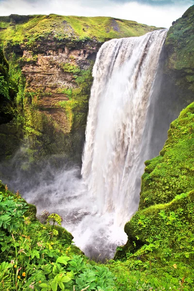 Berömda skogafoss vattenfall på Island — Stockfoto