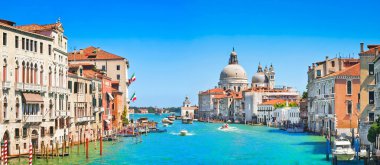 canal Grande ile basilica di santa maria della salute Venedik, İtalya