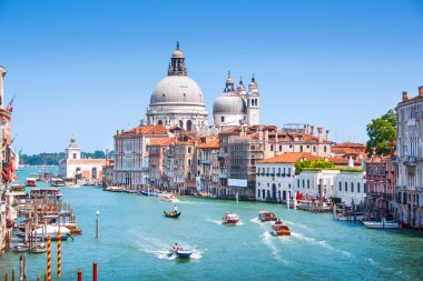 canal Grande ve basilica di santa maria della salute Venedik, İtalya