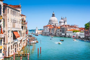 canal Grande ve basilica di santa maria della salute Venedik, İtalya