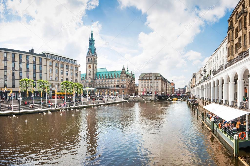 Beautiful view of the city center of Hamburg, Germany.