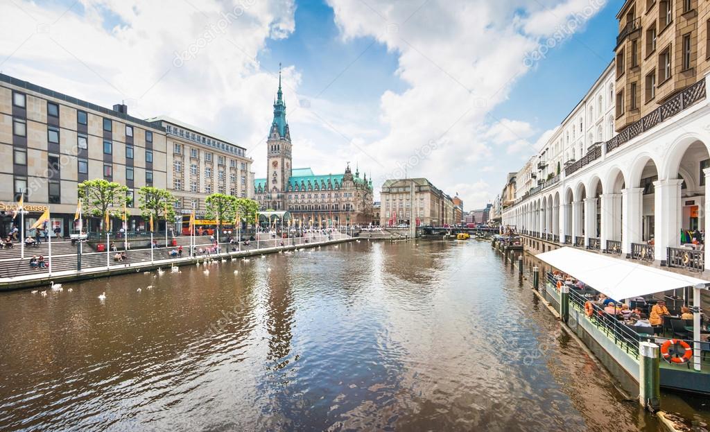 Beautiful view of the city center of Hamburg, Germany