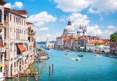 canal Grande ile basilica di santa maria della salute Venedik, İtalya