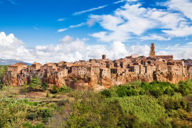 pitigliano Toskana, İtalya Ortaçağ kentinin panoramik görünüm