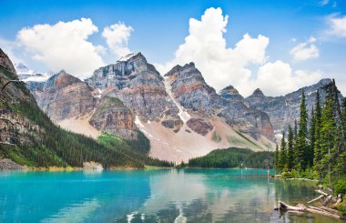 Beautiful landscape with Rocky Mountains and famous Moraine Lake in Banff National Park, Alberta, Canada clipart