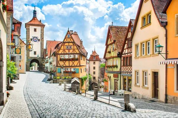 Středověkého města rothenburg ob der tauber, Franky, Bavorsko, Německo Stock Fotografie