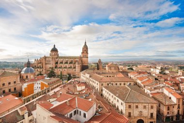 Havadan görünümü Salamanca tarihi şehir, gündoğumu, castilla y leon bölgesi, İspanya