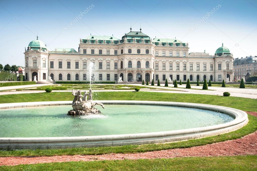 Beautiful view of famous Schloss Belvedere in Vienna, Austria