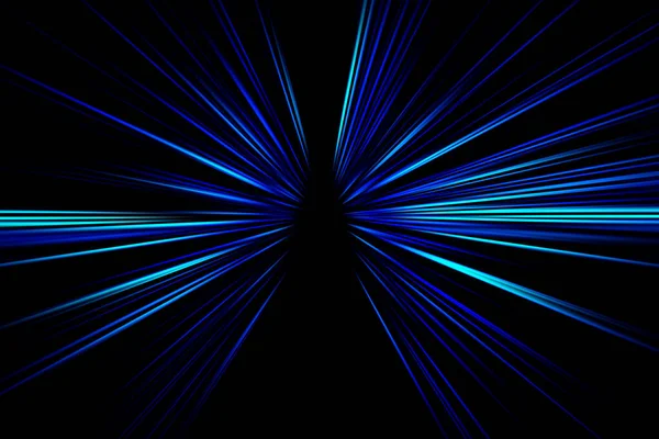 黒の背景に放射状のぼかしズーム青トーンの抽象的な表面 放射状 分岐線 収束線と明るい青の黒の背景 — ストック写真
