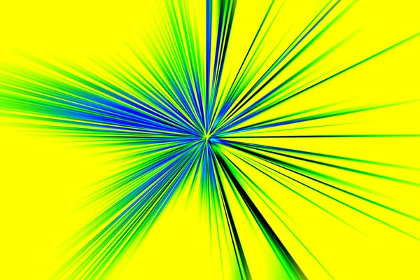 Абстрактная Поверхность Радиального Зума Размывается Синими Зелеными Черными Тонами Желтом — стоковое фото