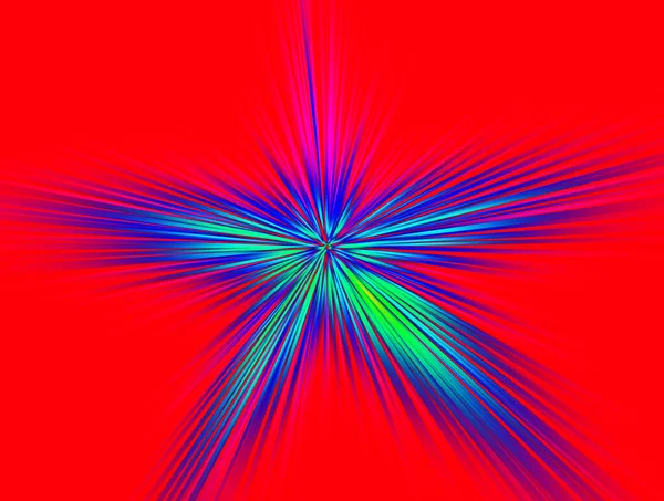 赤地に青 ピンク色の色調で放射状のズームブラーの抽象的な表面 放射状 分岐線 収束線でクレイジー明るい背景 — ストック写真