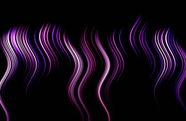 Lilac Wavy Vertical Lines Black Background Bright Lilac Black Abstract — Stockfoto