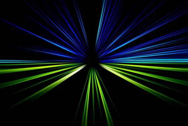 Abstract Surface Blur Radial Zoom Green Blue Tones Black Background — 图库照片