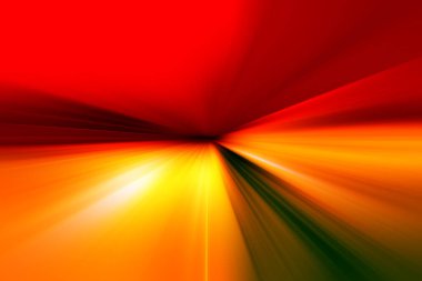 Abstract surface of radial blur zoom in orange, red, yellow and green tones. Bright juicy  background with radial, diverging, converging lines. Abstract background with autumn colors.