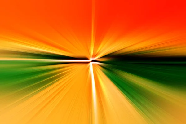 オレンジ色 緑色の色調で放射状のぼかしズームの抽象的な表面 放射状 分岐線 収束線と明るい暖かい背景 紅葉の抽象的背景 — ストック写真