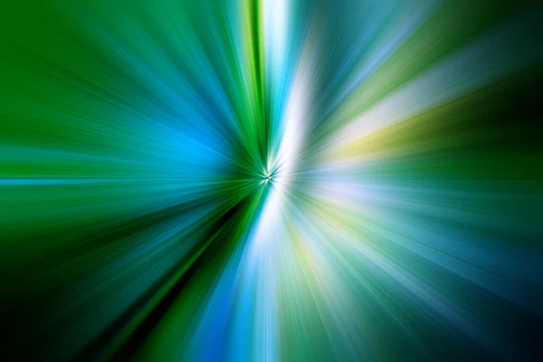 放射状のぼかしズーム緑 黄色の色調の抽象的な表面 繊細な緑 青の背景に放射状 多様化 収束線 — ストック写真