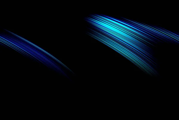 Siyah Arkaplanda Soyut Parlak Mavi Açık Mavi Eğimli Çizgiler Dekoratif — Stok fotoğraf