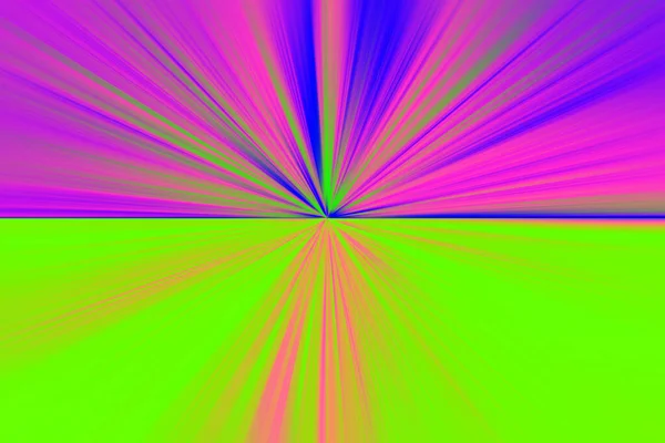 酸グリーンとピンク色の放射状ぼかしズームの抽象的な表面 放射状 収束線を持つバイカラー酸の背景 背景は2つの部分に分かれています — ストック写真