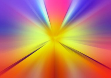 Leylak, sarı ve turuncu tonlarda soyut radyal zoom bulanıklığı. Radyal, yayıcı, yakınsayan çizgilerle zarif renkli arkaplan.