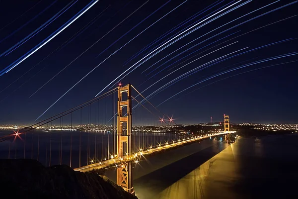 Golden Gate Con Star Trails — Foto de Stock