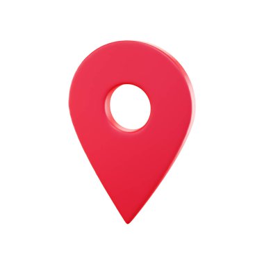 GPS navigasyon pimi. Beyaz arkaplanda 3 boyutlu resimleme izole edildi. Seyahat haritası iğnesi.