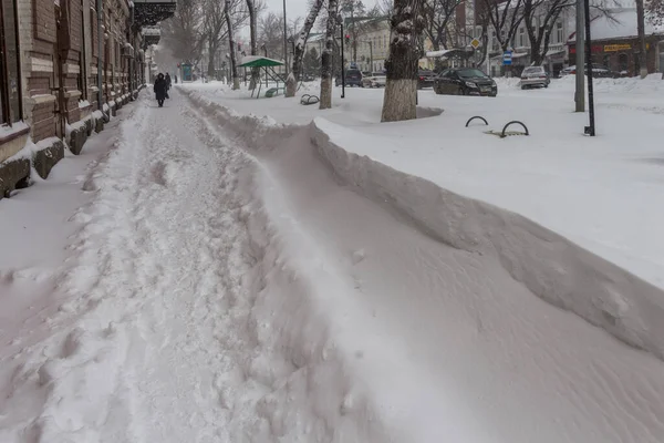 Uralsk Kazakhstan Qazaqstan 2022 Snowdrifts City Heavy Snowfall Snow Covered — Fotografia de Stock