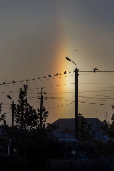 Uralsk Kazajstán Qazaqstan 2022 Fenómeno Natural Inusual Halo Fenómeno Óptico —  Fotos de Stock