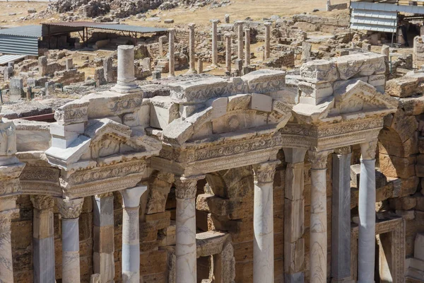 Turkey Denizli 2021 Ancient Ruins Roman Amphitheater Hierapolis Inscriptions Greek — Stockfoto