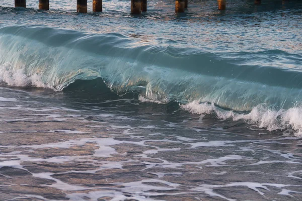 Blue Sea Wave Bubbling Sea Wave Smooth Wave Glass Tide — Stock Photo, Image