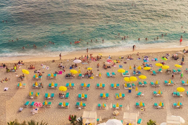 Zandstrand Van Cleopatra Turkije Vanuit Vogelperspectief Strand Zee Van Boven — Stockfoto