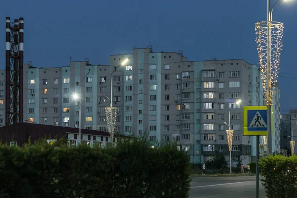 Uralsk Kazakhstan Qazaqstan 2022 Evening Uralsk Multi Storey Residential Building — Foto de Stock