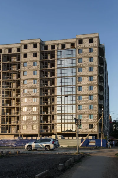 Uralsk, Kazakhstan (Qazaqstan), 05.08.2022 - Construction of a new multi-storey residential building in the city of Uralsk.