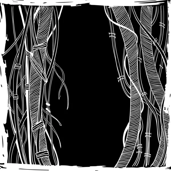 Quadro preto e branco com lianas abstratas — Vetor de Stock