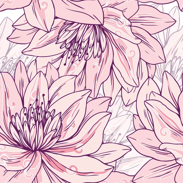 抽象的なピンクの牡丹のシームレスなパターン ベクトル — ストックベクタ
