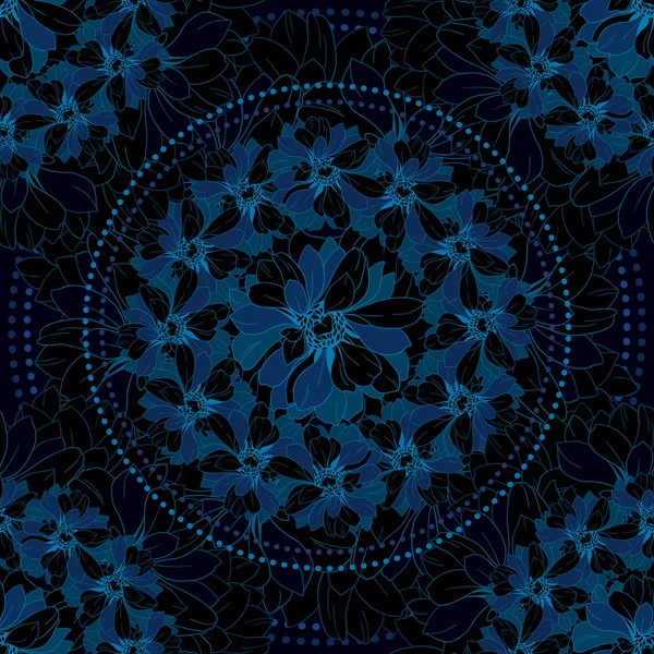 Adorno geométrico de flores abstractas en estilo retro — Archivo Imágenes Vectoriales