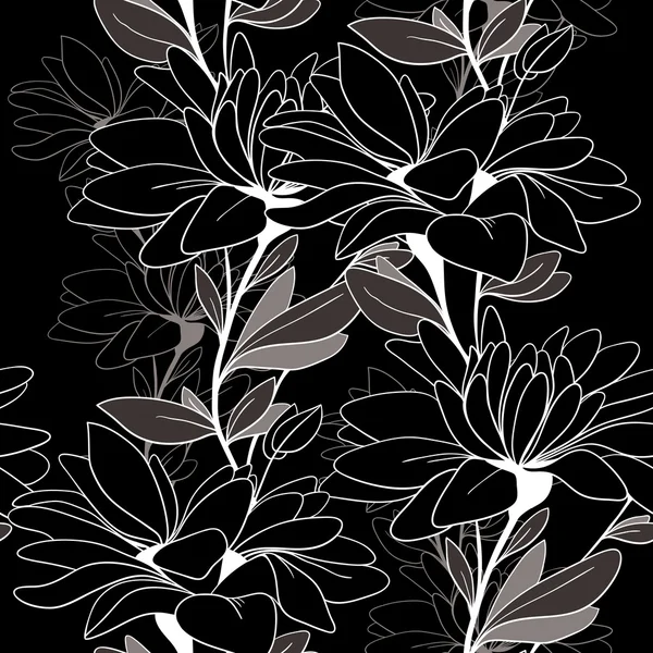 Seamless pattern from monochrome chamomiles — Stock Vector