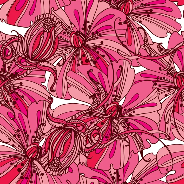 Naadloze patroon van abstracte bloemen en ornamenten — Stockvector